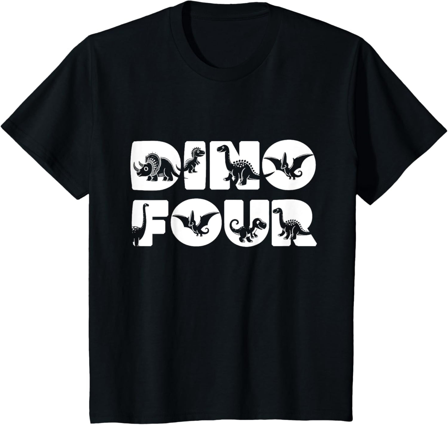 Four Birthday, Dino Four Birthday T-Shirt