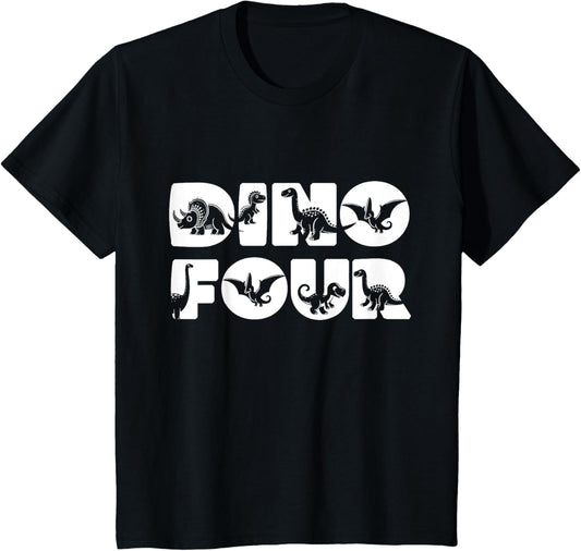 Four Birthday, Dino Four Birthday T-Shirt