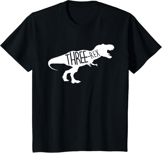 Kids 3 Year Old 3rd Birthday Three Rex Dinosaur Boys Girls T-Shirt