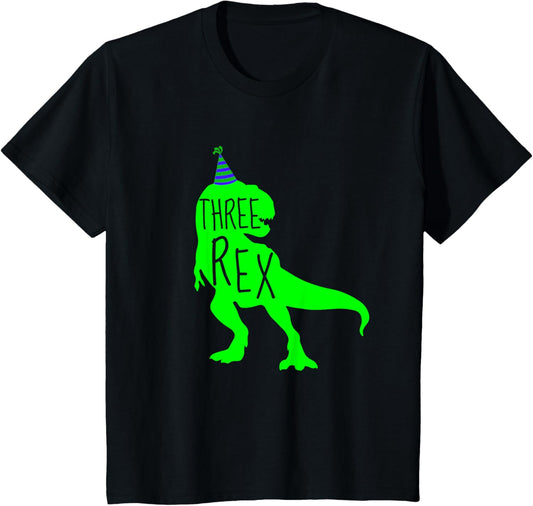 Kids 3rd Birthday T-Shirt Three Rex Dinosaur Bday Boy Party Tee T-Shirt