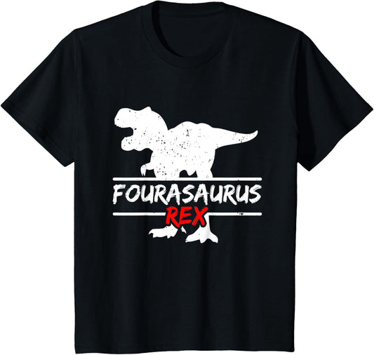 4th Birthday Dinosaur I Funny Fourasaurus Rex Gift T-Shirt