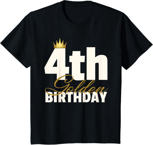4th Golden Birthday Year Age Crown T-Shirt