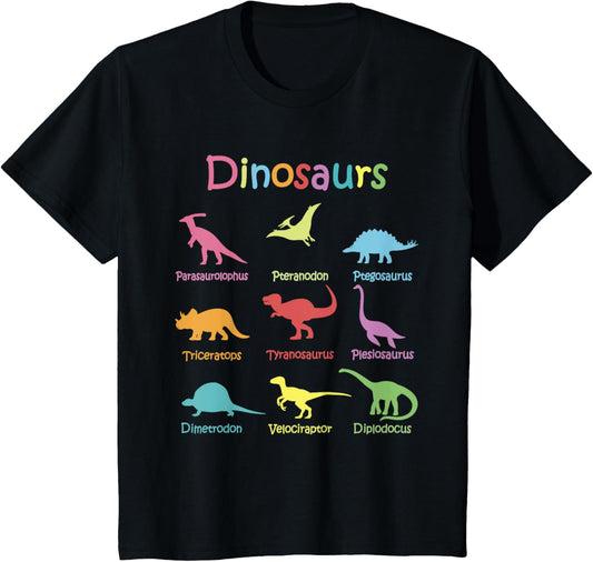 Types Of Dinosaurs Dino Identification Kids Dinosaurs Lover T-Shirt