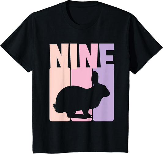 9th Birthday Girl Bunny 9 Years Rabbit Birthday T-Shirt