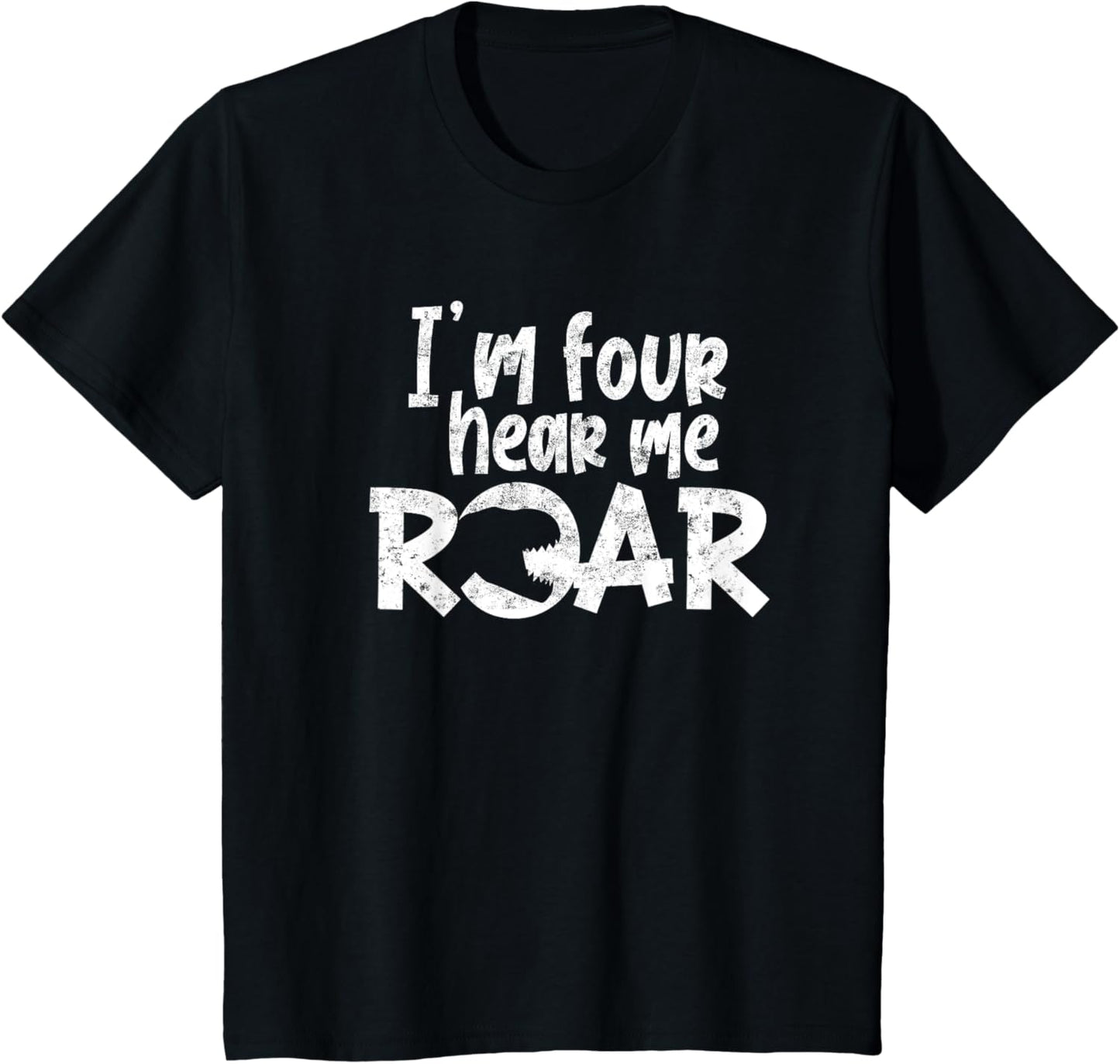 I'm Four Hear Me Roar Dinosaur Funny 4th Birthday Vintage T-Shirt