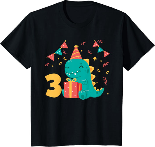 Kids 3rd Birthday Boy 3 Years Dino Dinosaur Birthday T-Shirt