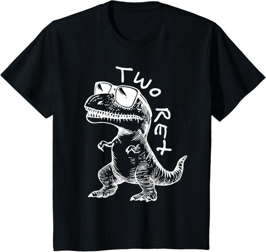 Kids Two Rex 2nd Birthday Gifts Second Dinosaur Boy 2 Years Old T-Shirt