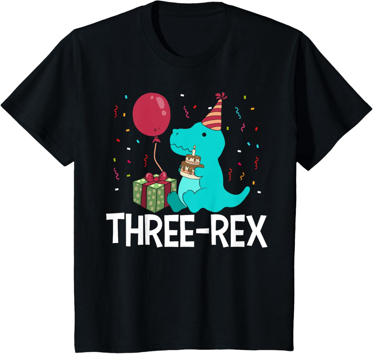 Kids Three-Rex T-Rex Birthday Gift T-Shirt For 3 Year Olds