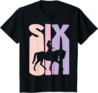 6th Birthday Gift Horse Rider Fan 6 Years Girls T-Shirt