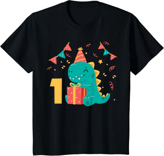 Kids 1st Birthday Boy 1 Year Dino Dinosaur Birthday T-Shirt