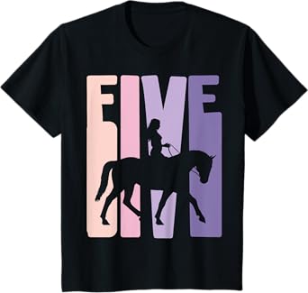 5th Birthday Gift Horse Rider Fan 5 Years Girls T-Shirt