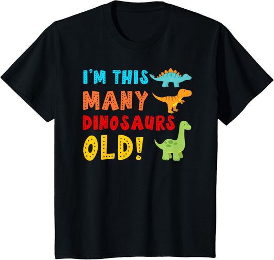 Birthday Shirt For Boys Girls 3 I'm This Many Dinosaurs Old T-Shirt