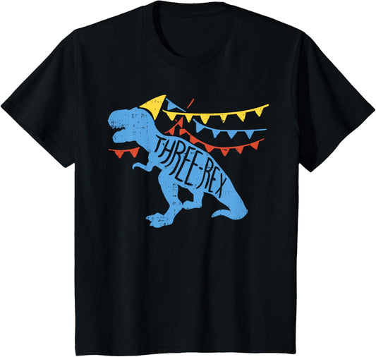 Three Rex Funny Trex Dinosaur 3rd Birthday Party Kids T-Shirt