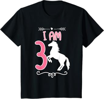 Horse Birthday Shirt 3 Years Old Birthday Outfit Girls T-Shirt