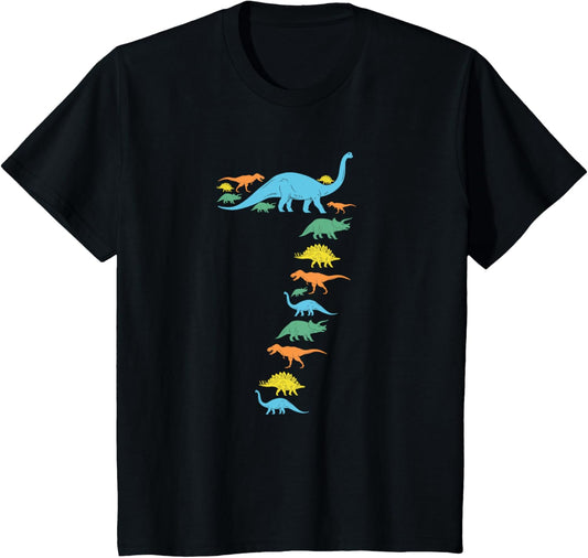 Dinosaur 7th Birthday Gift T-Shirt For 7 Year Old Boys Girls T-Shirt