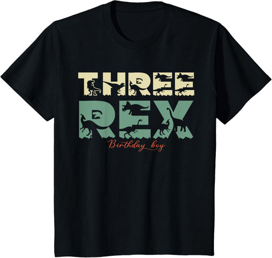 Three Rex Birthday Dinosaur for 3rd Birthday Decoration T-Shirt