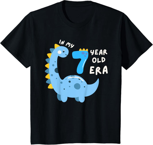 Cute Dinosaur In My 7 Year Old Era Fun Animal 7th Birthday T-Shirt
