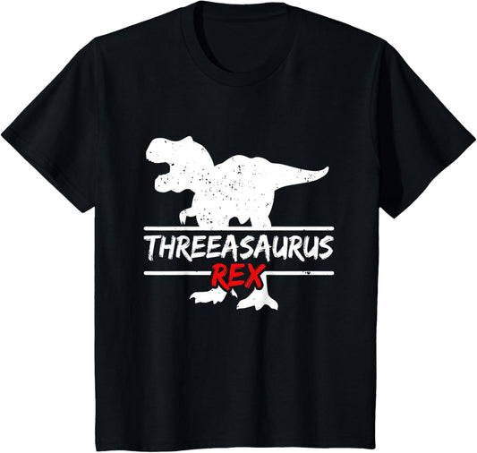 Kids 3rd Birthday Dinosaur T-Shirt I Funny Threeasaurus Rex Gift T-Shirt