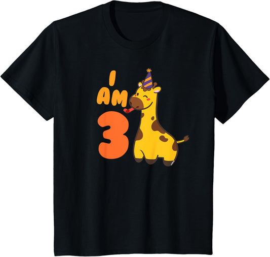 3rd Birthday Gift Idea Toddler Giraffe 3 Years T-Shirt