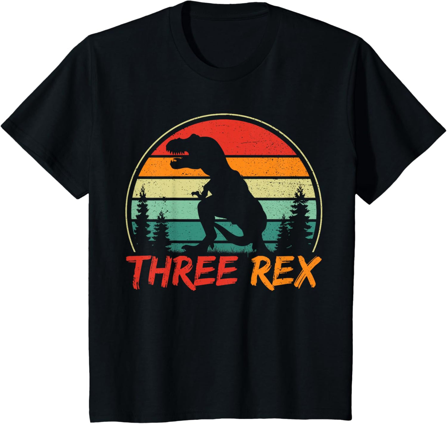 Kids Three Rex 3rd Birthday Boy Third Dinosaur 3 Year Old T-Shirt