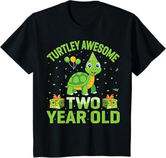 Turtley Awesome Two Year Old Cute Turtle 2nd Birthday Party T-Shirt