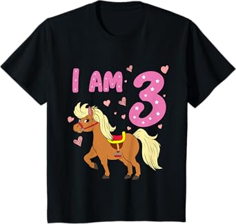 Pony Girl 3rd Birthday Horse 3 Years Old Girls Pony Birthday T-Shirt