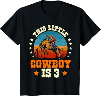 Kids Cowboy 3rd Birthday Boys 3 Year Old Rodeo Western Horse T-Shirt