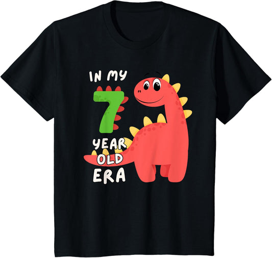 Dinosaur Cute In My 7 Year Old Era Fun Animal 7th Birthday T-Shirt