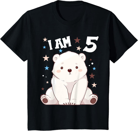 Kids 5 Years old 5 birthday Polar Bears Boy girl Polar Bear T-Shirt