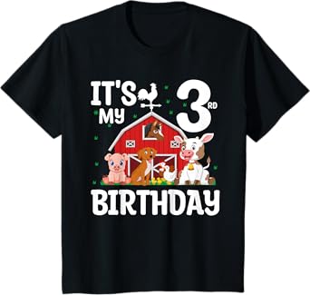 It's My 3rd Birthday Farm Animal 3 Years Old Birthday Party T-Shirt