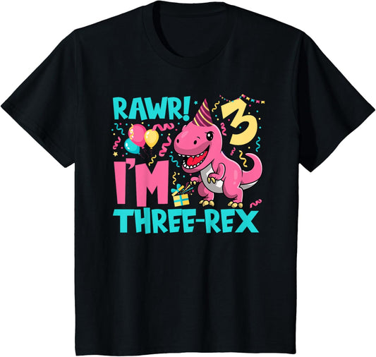 RAWR I'm Three Rex for 3 year old toddler | 3 Rex Birthday T-Shirt