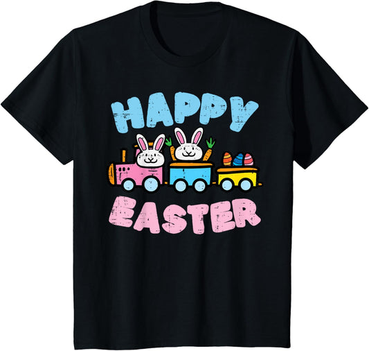Kids Happy Easter Train Bunny Cute Spring Boys Kids Toddler Youth T-Shirt