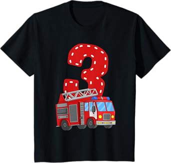 Kids Kids Fire Truck 3rd Birthday Party Toddler Boy 3 Year Old T-Shirt