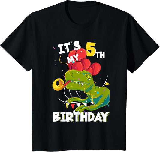 Kids Its My 5th Birthday 5 Year Old T-Rex Birthday T-Shirt
