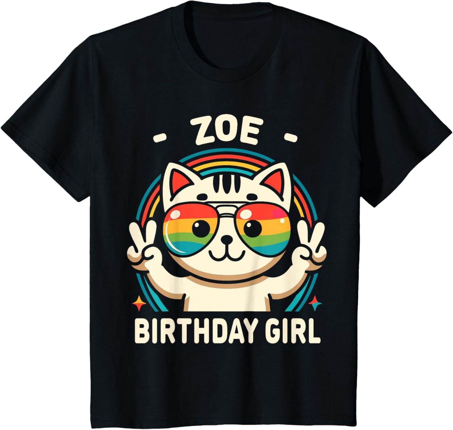 Kids Name Zoe Birthday Girl Cat T-Shirt