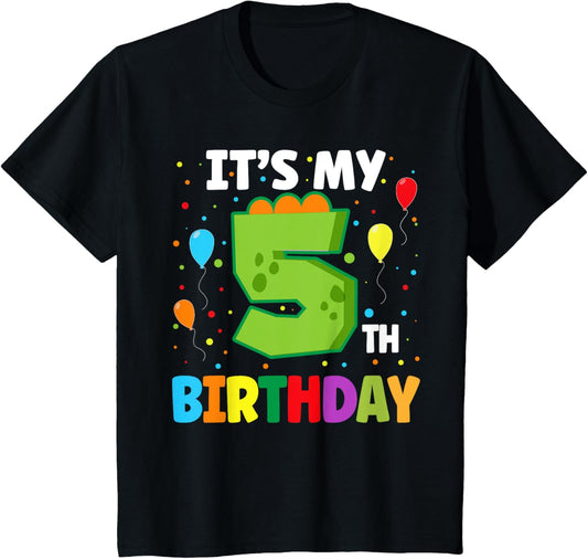 Kids It's My 5th Birthday - Happy 5 Year Boy - Five Dinosaur Bday T-Shirt
