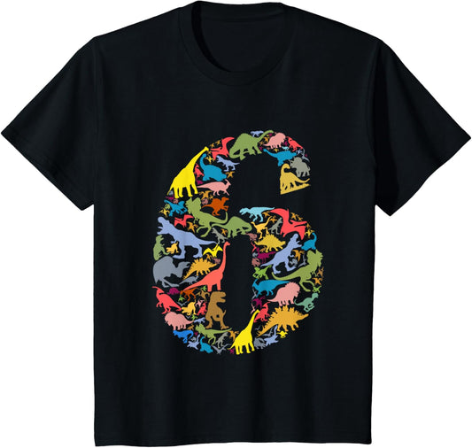 Kids Dinosaur 6th Birthday Boy 6 Years T-Rex Party Rawr I'm 6 T-Shirt