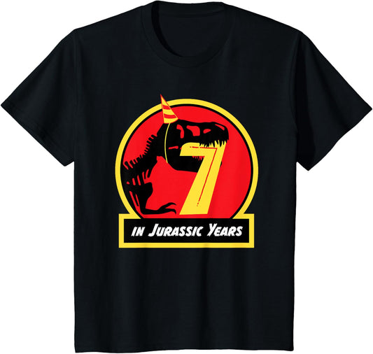 Kids Birthday Dinosaur Shirt 7 Year Old Jurassic T-rex T-Shirt