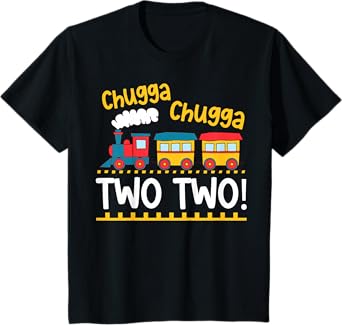 Kids 2nd Birthday Boy Train Chugga Chugga Two Two Toddler T-Shirt