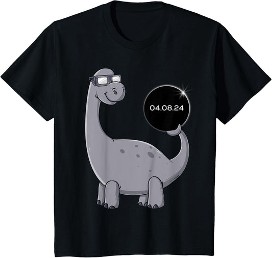 Solar Eclipse Dino 04.08.2024 Funny Toddler Boys Girls T-Shirt