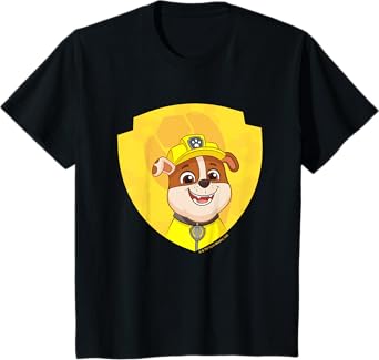 Kids PAW Patrol Rubble Big Chest Shield Emblem T-Shirt