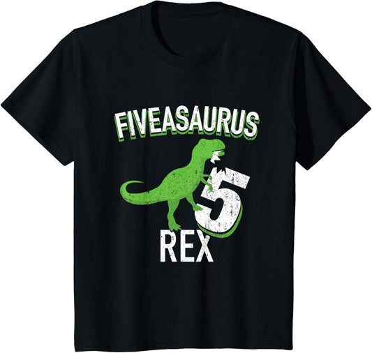 5th Birthday Dinosaur T Rex Dino Gift 5 Year Old Boys Girls T-Shirt