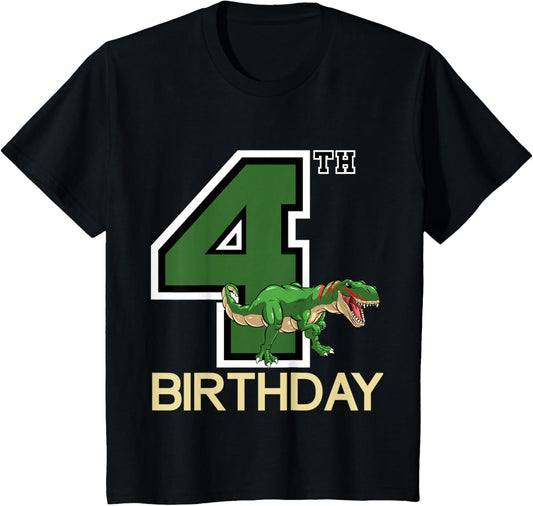 Kids Dino 4 Year Old Birthday Party Boys Dino 4th Birthday T-Shirt
