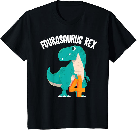 Fourasaurus Rex Funny Dinosaur Birthday Party Outfit Gift T-Shirt