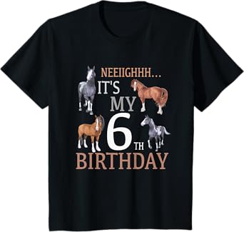 Its My 6th Birthday Shirt Horse Lover 6 Year Old Birthday T-Shirt