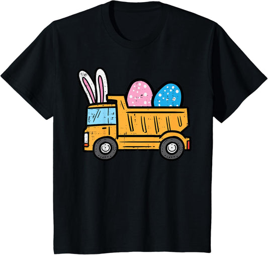 Kids Easter Dump Truck Eggs Construction Boys Kids Toddler Youth T-Shirt