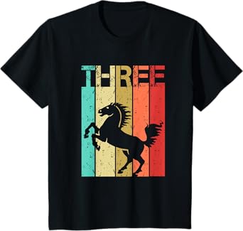 3 Year Old Horse Birthday Boy Girl Third 3rd Birthday Horse T-Shirt