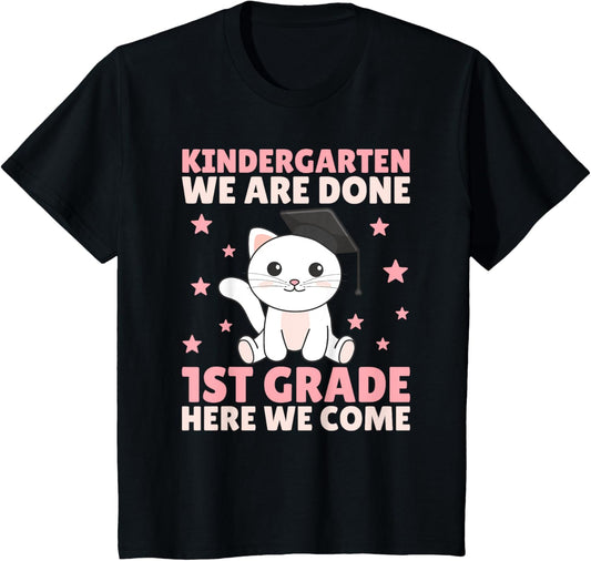 Kids Kids Kindergarten Graduate Cat Graduation T-Shirt
