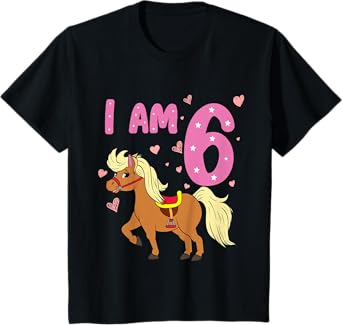 Pony Girl 6th Birthday Horse 6 Years Old Girls Pony Birthday T-Shirt
