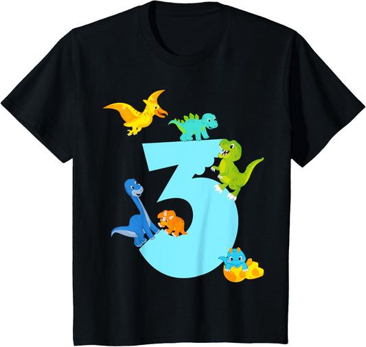 Kids 3 years old dinosaur toy dino 3rd birthday boy T-Shirt